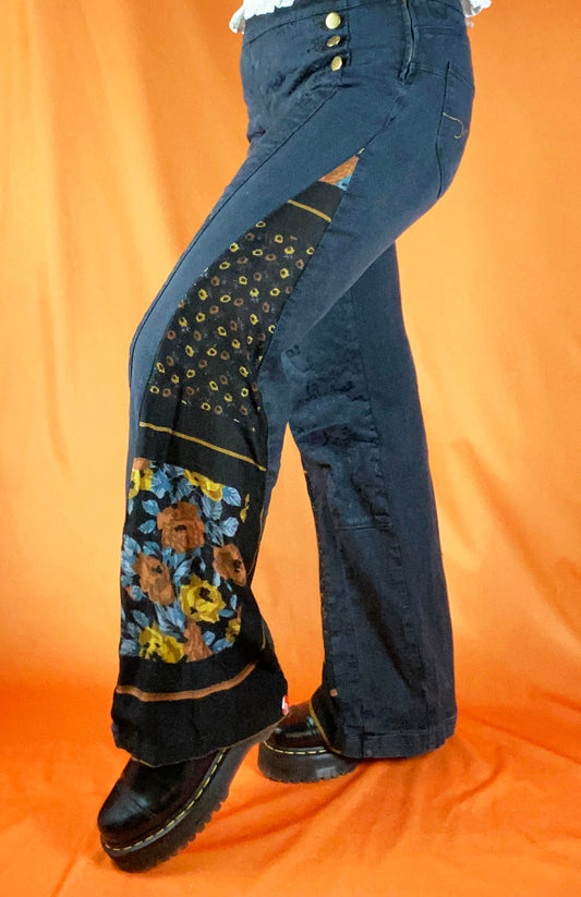 Jean flare upcyclé "Hendrix" Desigual Noir Femme M