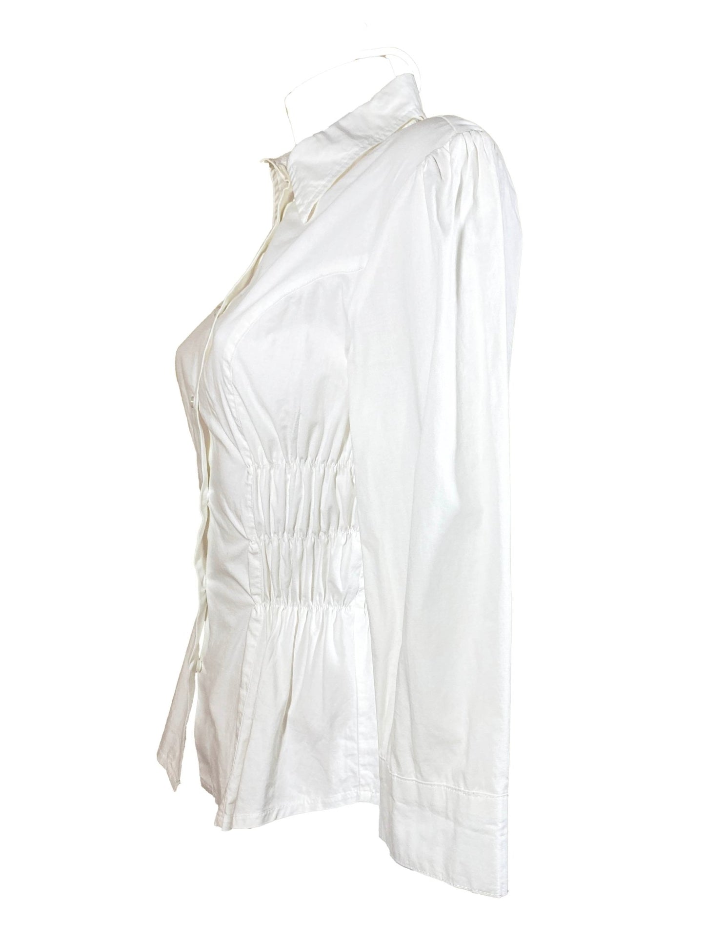 Chemise à smocks upcyclée Blanche Femme S - Trésor