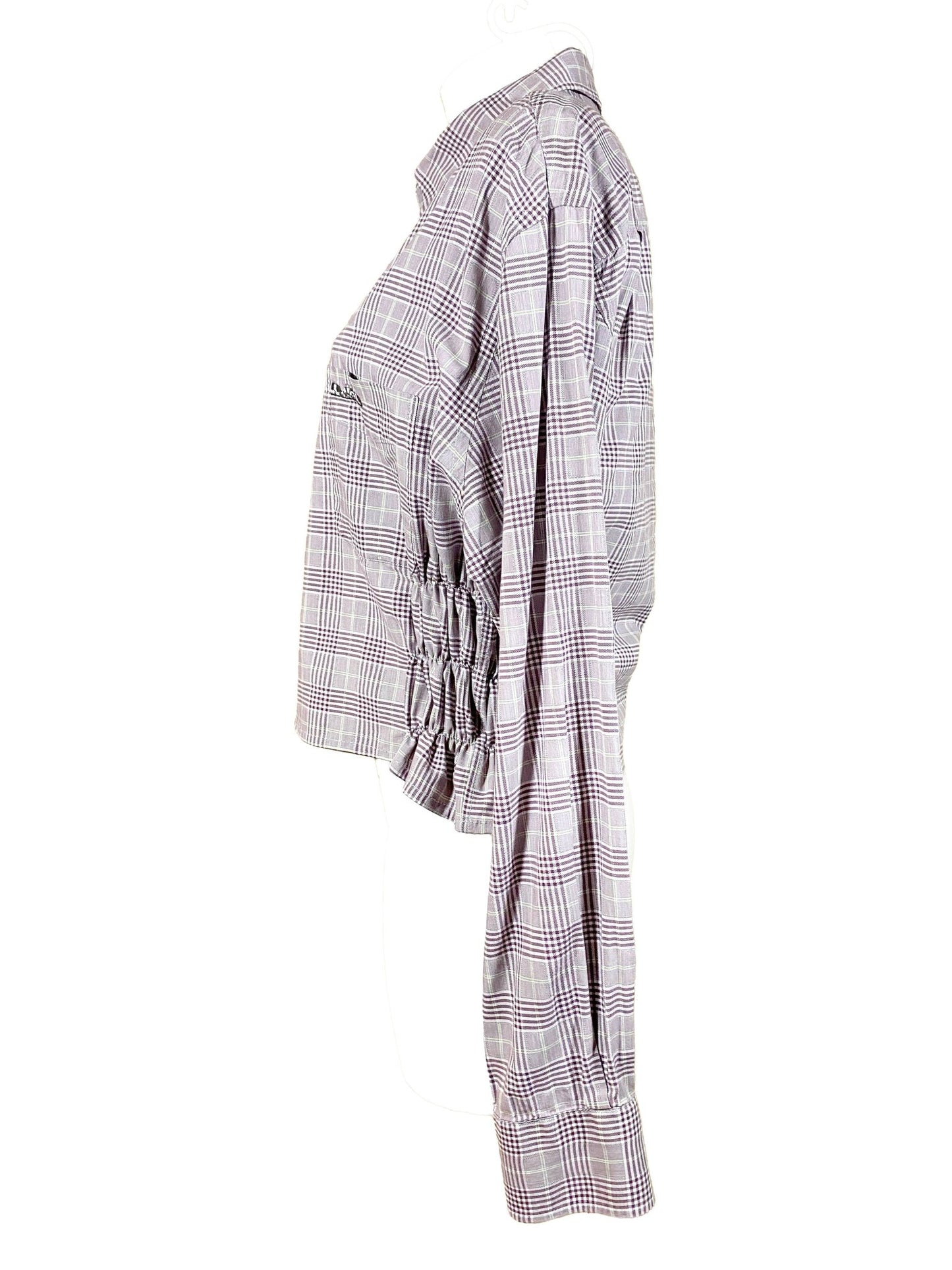 Chemise à smocks upcyclée Mise au Green Violette femme XL - Trésor