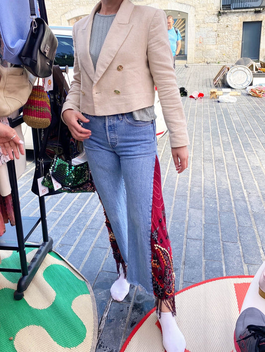 Jean flare upcyclé 7/8 "Hendrix" Levi’s - 501 Bleu Femme XS - Trésor