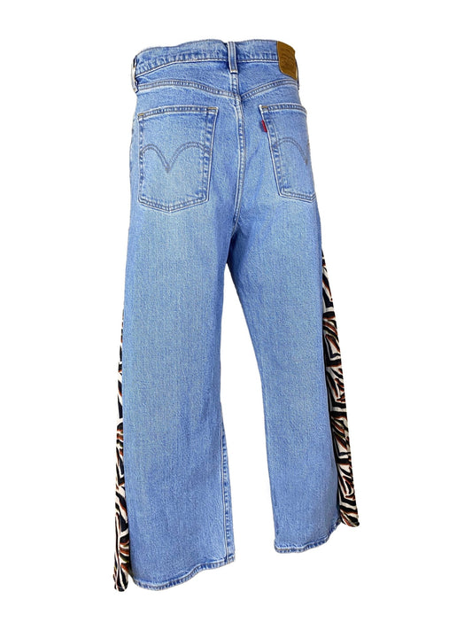 Jean flare upcyclé 7/8 "Hendrix" Levi’s - ribcage Bleu Femme L - Trésor