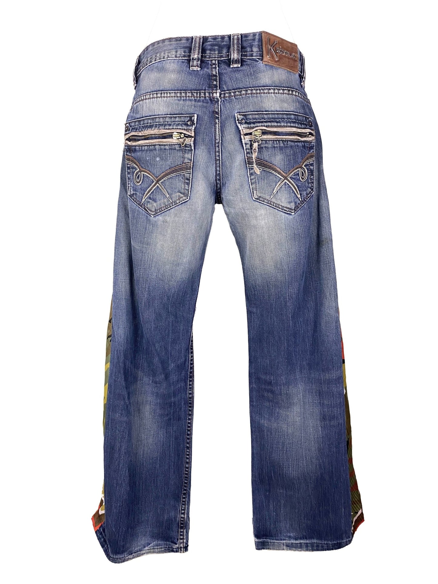 Jean flare upcyclé "Hendrix" Bleu Kaporal vintage XL - Trésor