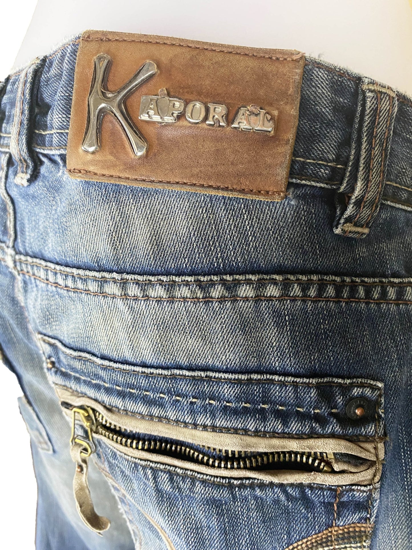 Jean flare upcyclé "Hendrix" Bleu Kaporal vintage XL - Trésor