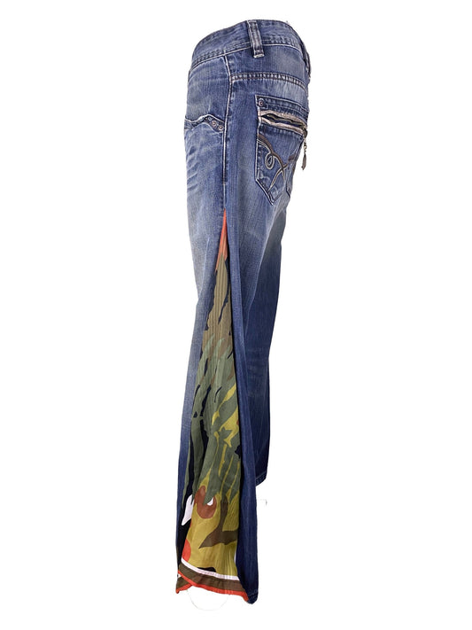 Jean flare upcyclé "Hendrix" Bleu Kaporal vintage XL - Trésor