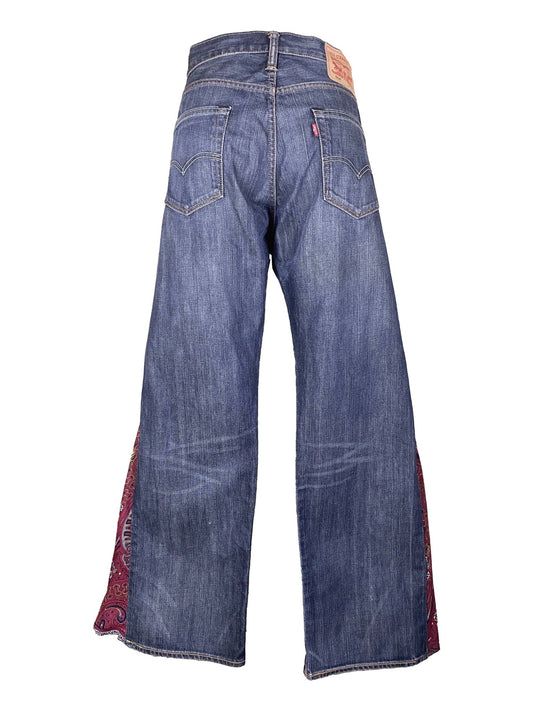 Jean flare upcyclé "Hendrix" Levi's 504 Bleu Femme XL - Trésor