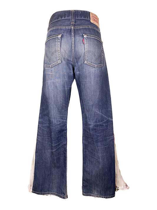 Jean flare upcyclé "Hendrix" Levi's 506 Vert Femme XL - Trésor