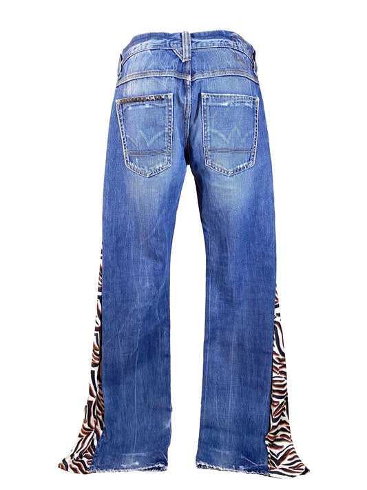 Jean flare upcyclé Le temps des cerises Bleu Femme M - Trésor - mode circulaire