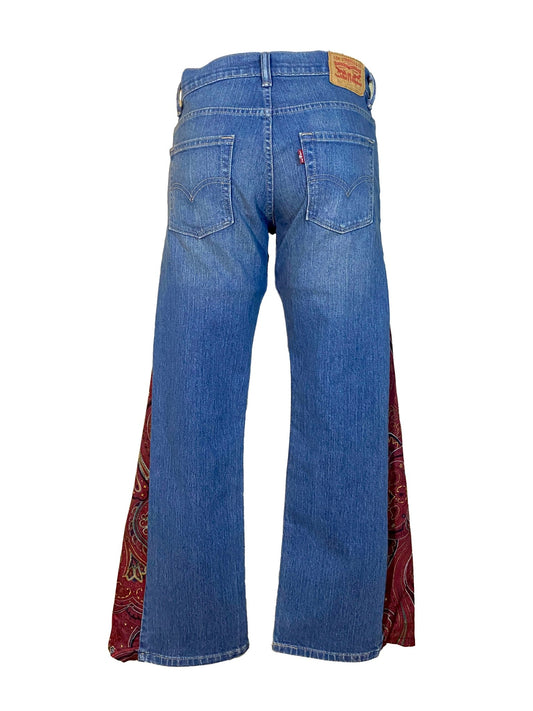 Jean flare upcyclé Levi’s - 511 Bleu Femme UPCYCLING S - Trésor - mode circulaire