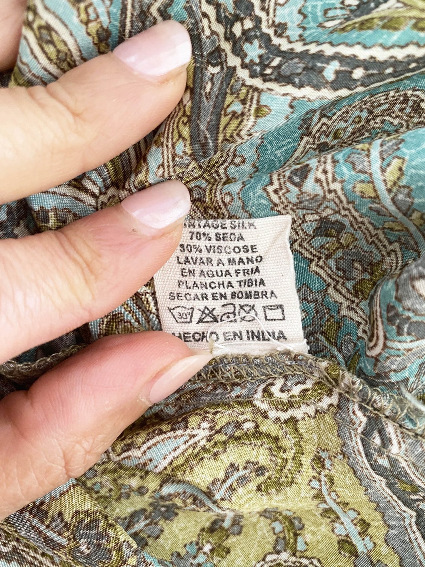 Kimono en soie Boho Style Vert Femme TU - Trésor - mode circulaire