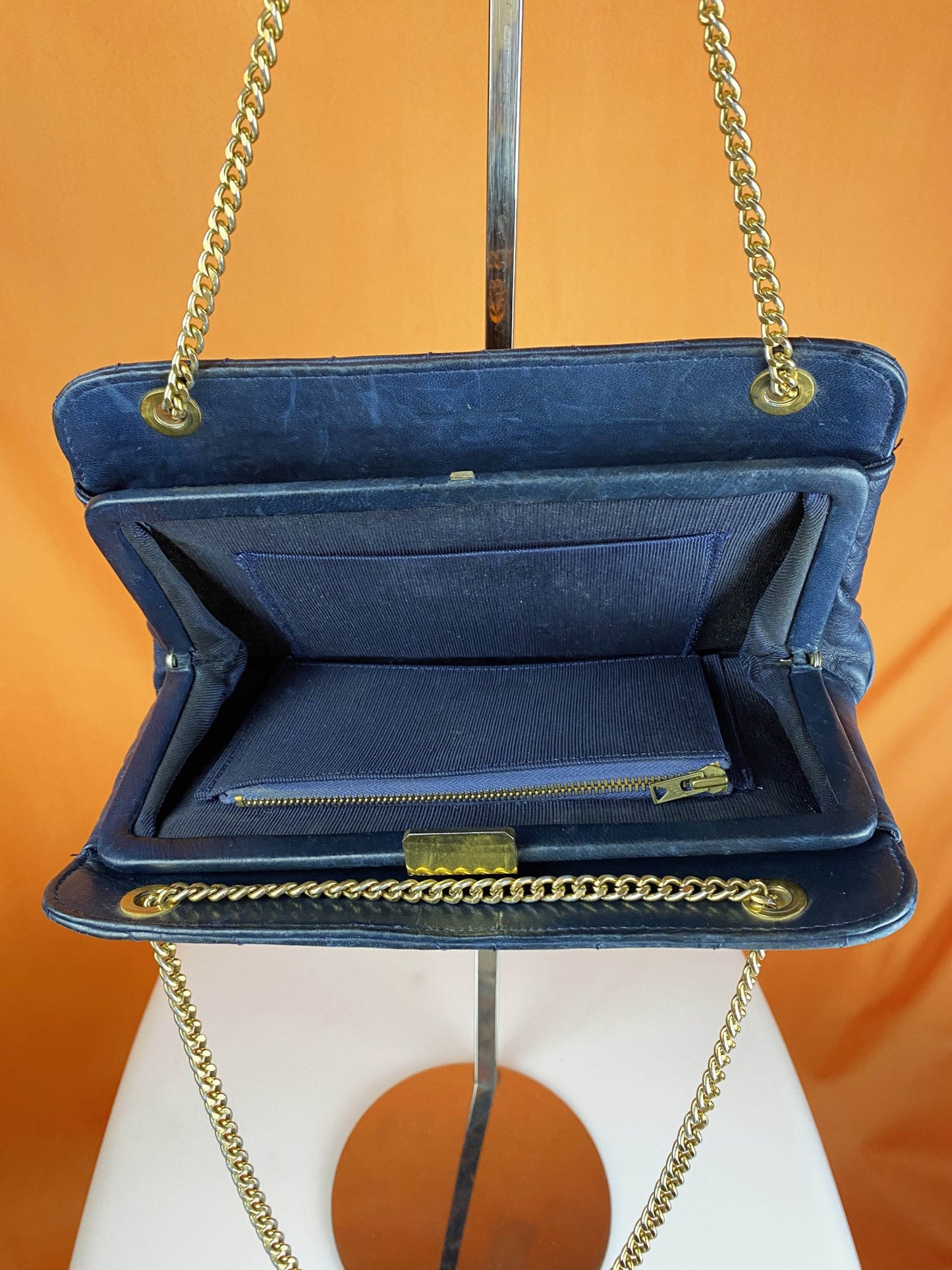 Petit Sac à main Vintage cuir bleu Femme - Trésor