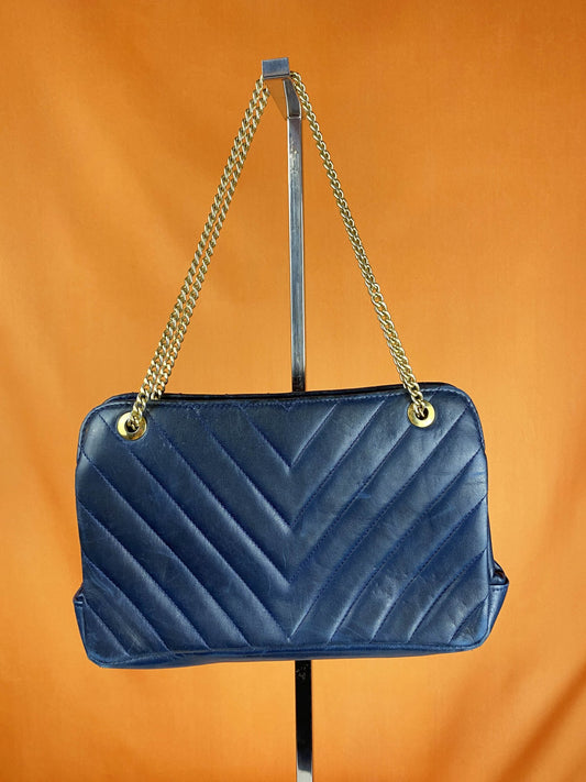 Petit Sac à main Vintage cuir bleu Femme - Trésor