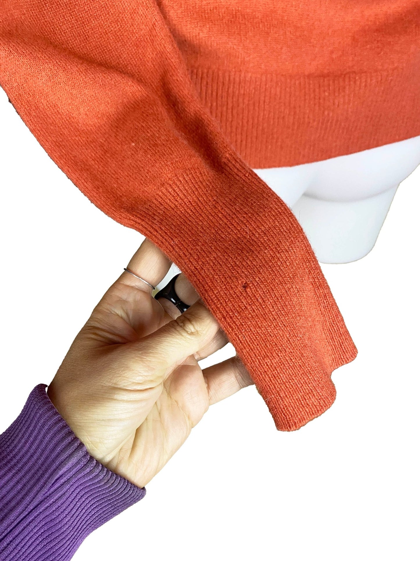 Pull col roulé orange - rouge cachemire Esthème M - Trésor