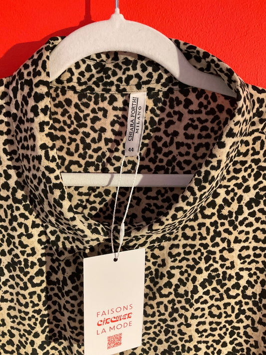 Robe chemise mi - longue léopard Chiara Forthi femme L - Trésor