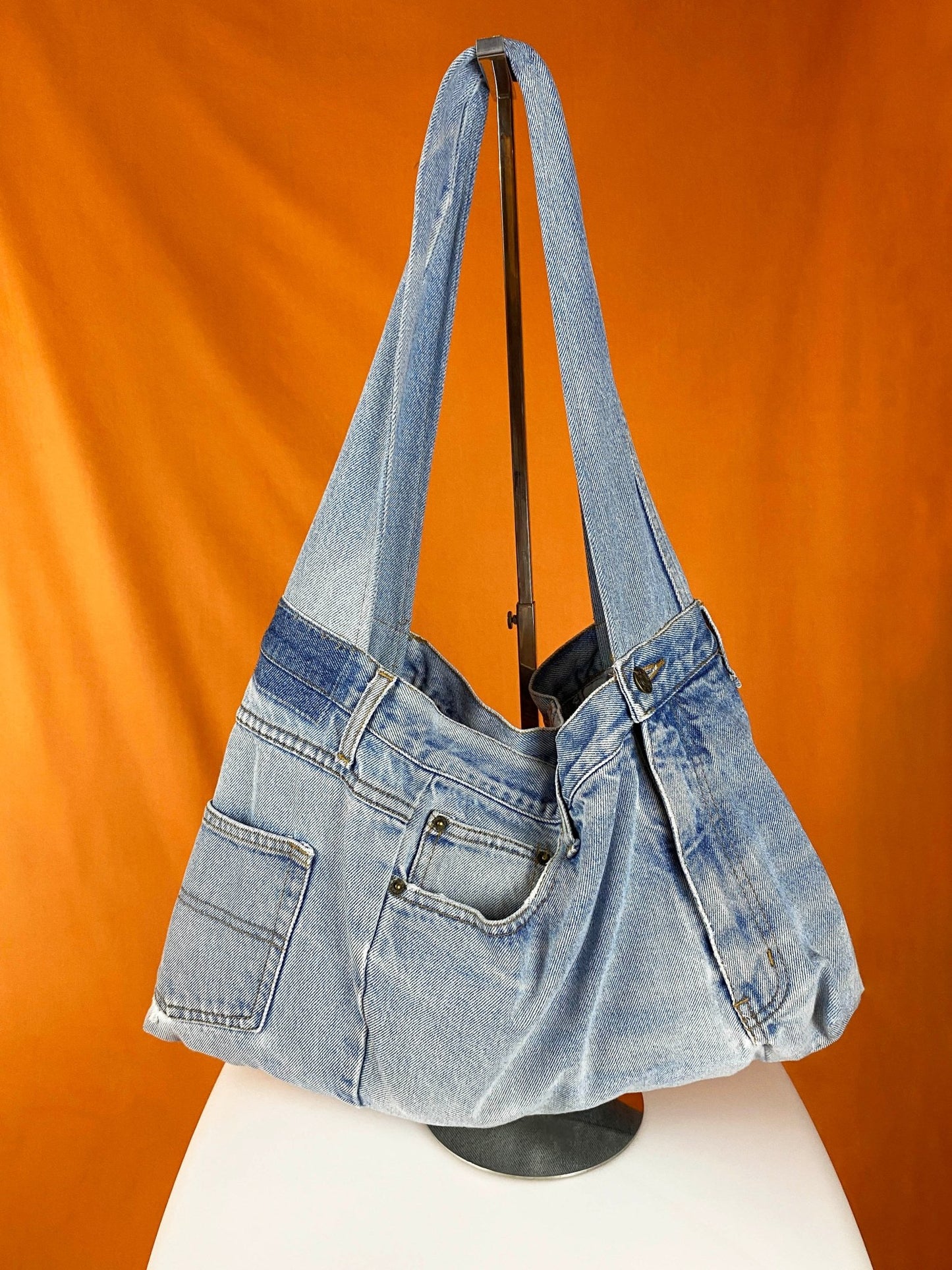 Sac "Samossa" - denim bleu clair vintage - upcycling - Trésor
