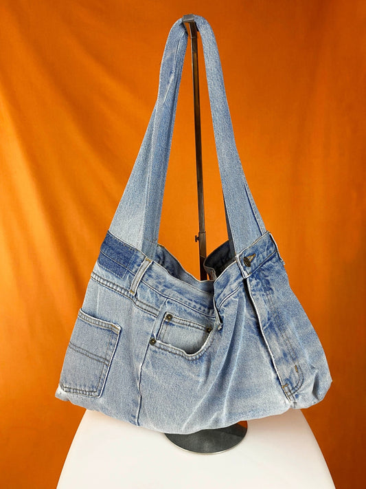 Sac "Samossa" - denim bleu clair vintage - upcycling - Trésor