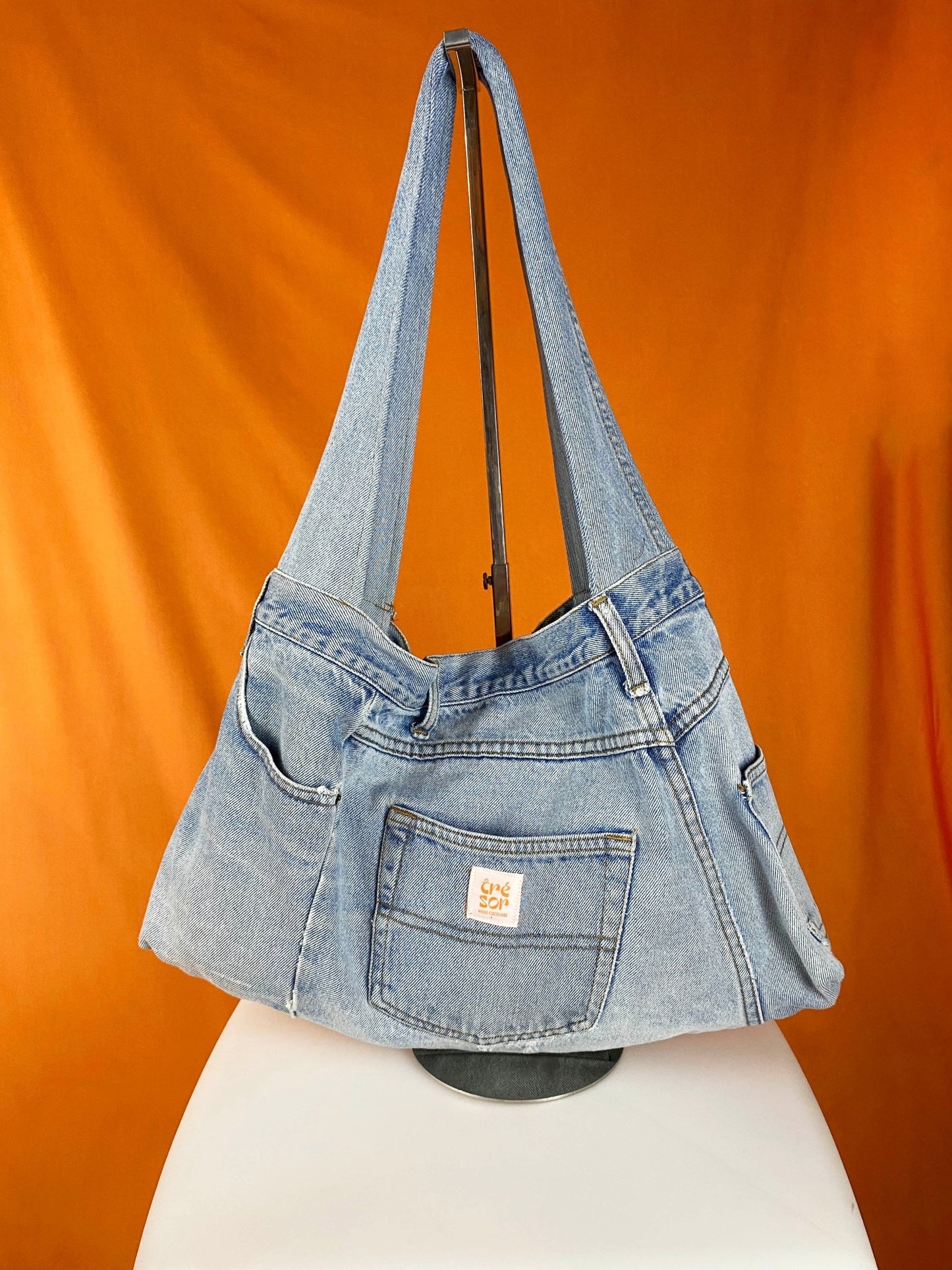 Sac "Samossa" - denim bleu clair vintage - upcycling - Trésor