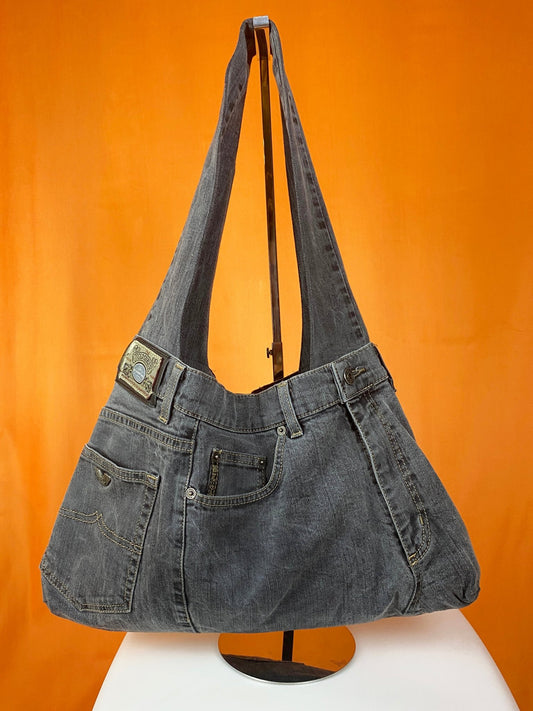 Sac "Samossa" - Wampum - denim gris - upcycling - Trésor