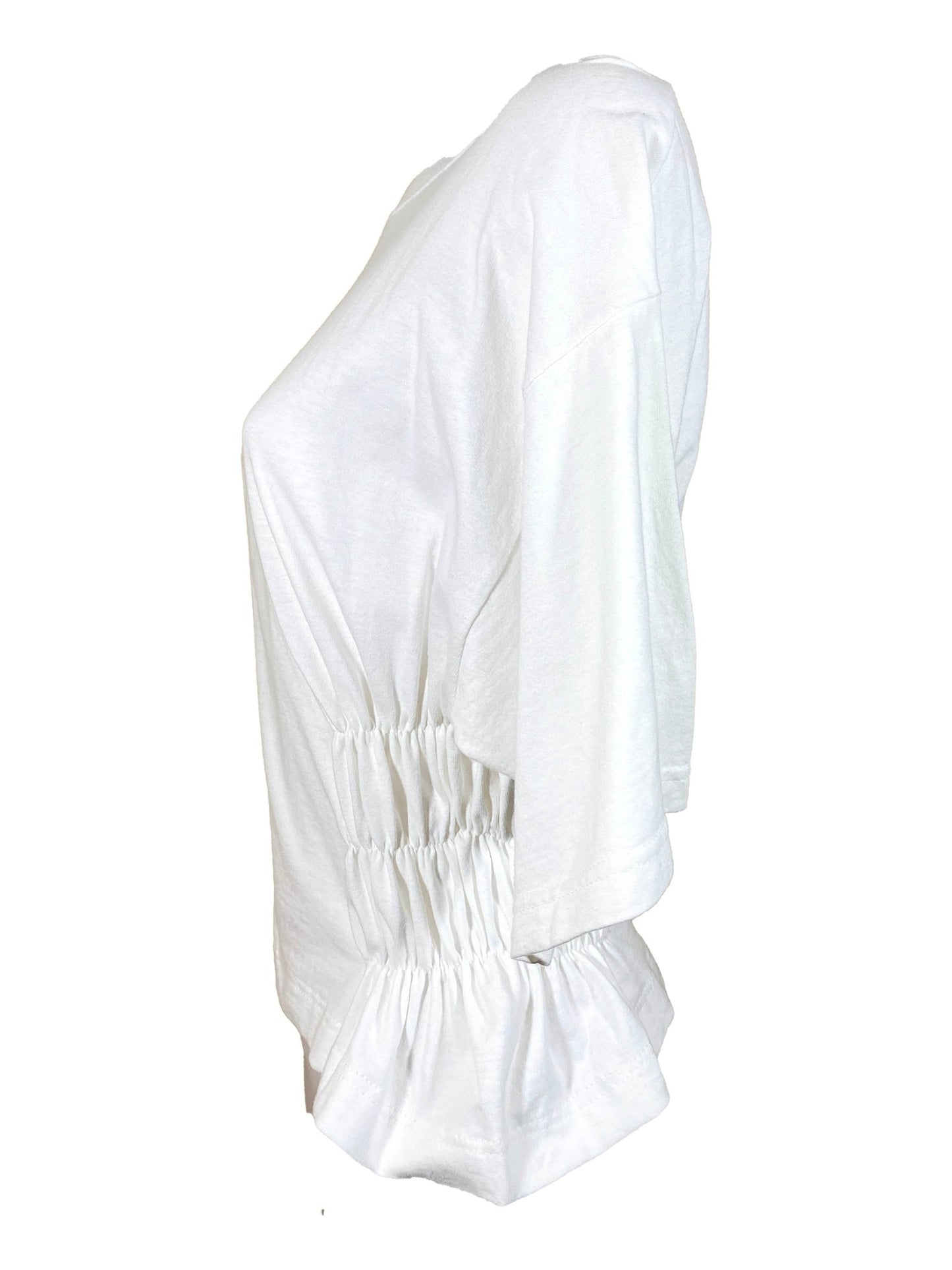 T-shirt à smocks upcyclé Vintage Blanc femme L - Trésor