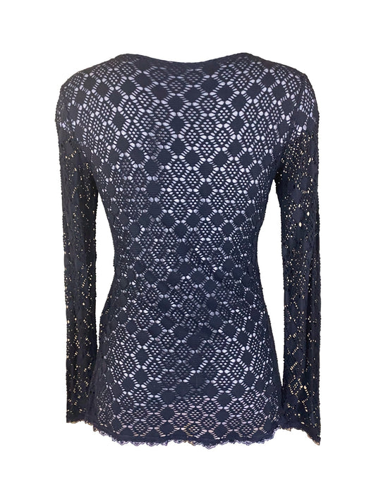 Top à manches longues dentelle Le phare de la baleine Noir Femme S - Trésor