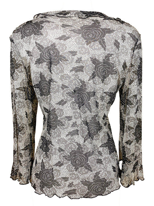 Top à manches longues en mesh Beige/noir Femme L - Trésor - mode circulaire