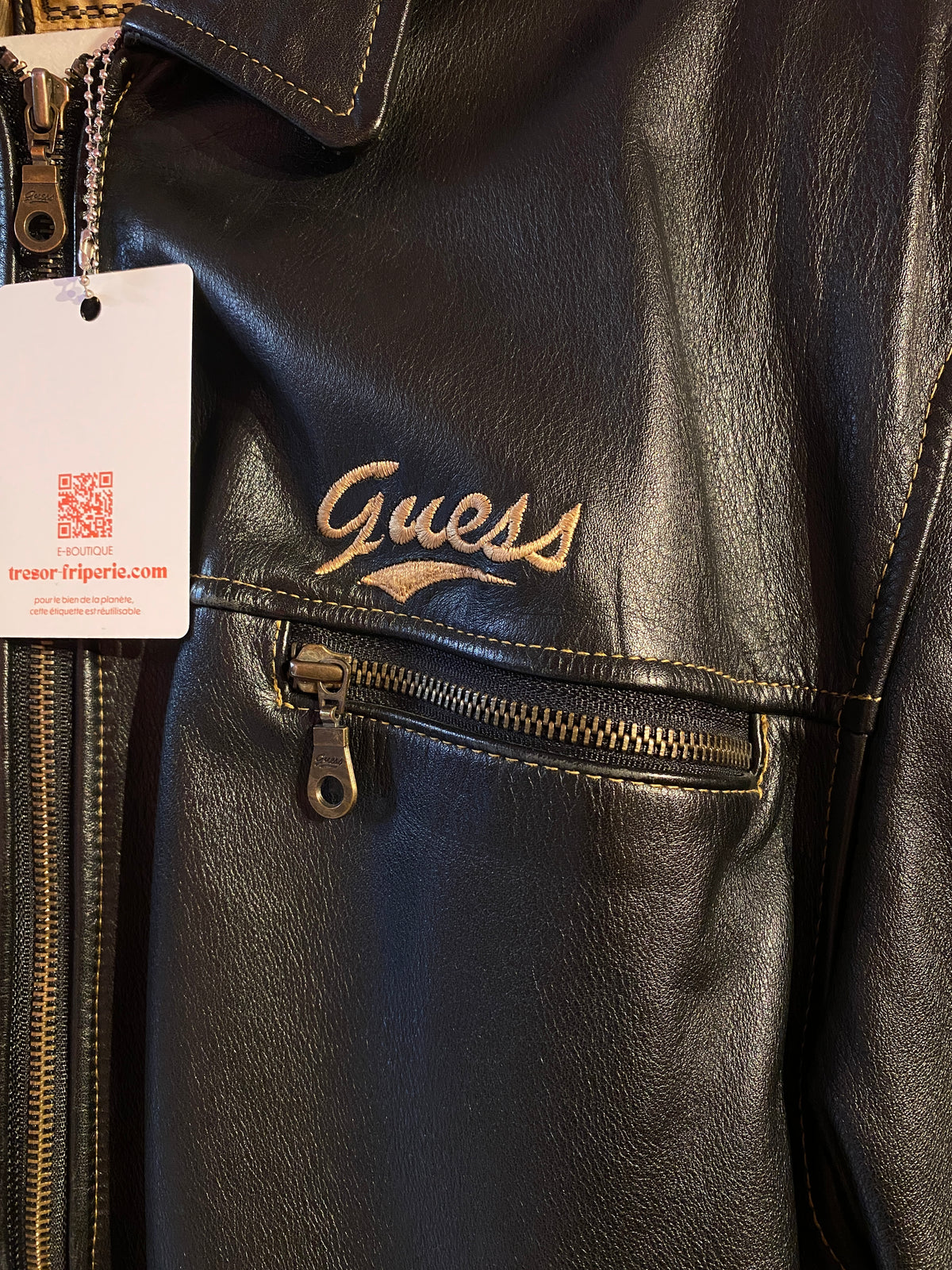 Blouson cuir épais Marciano Guess homme PREMIUM-M