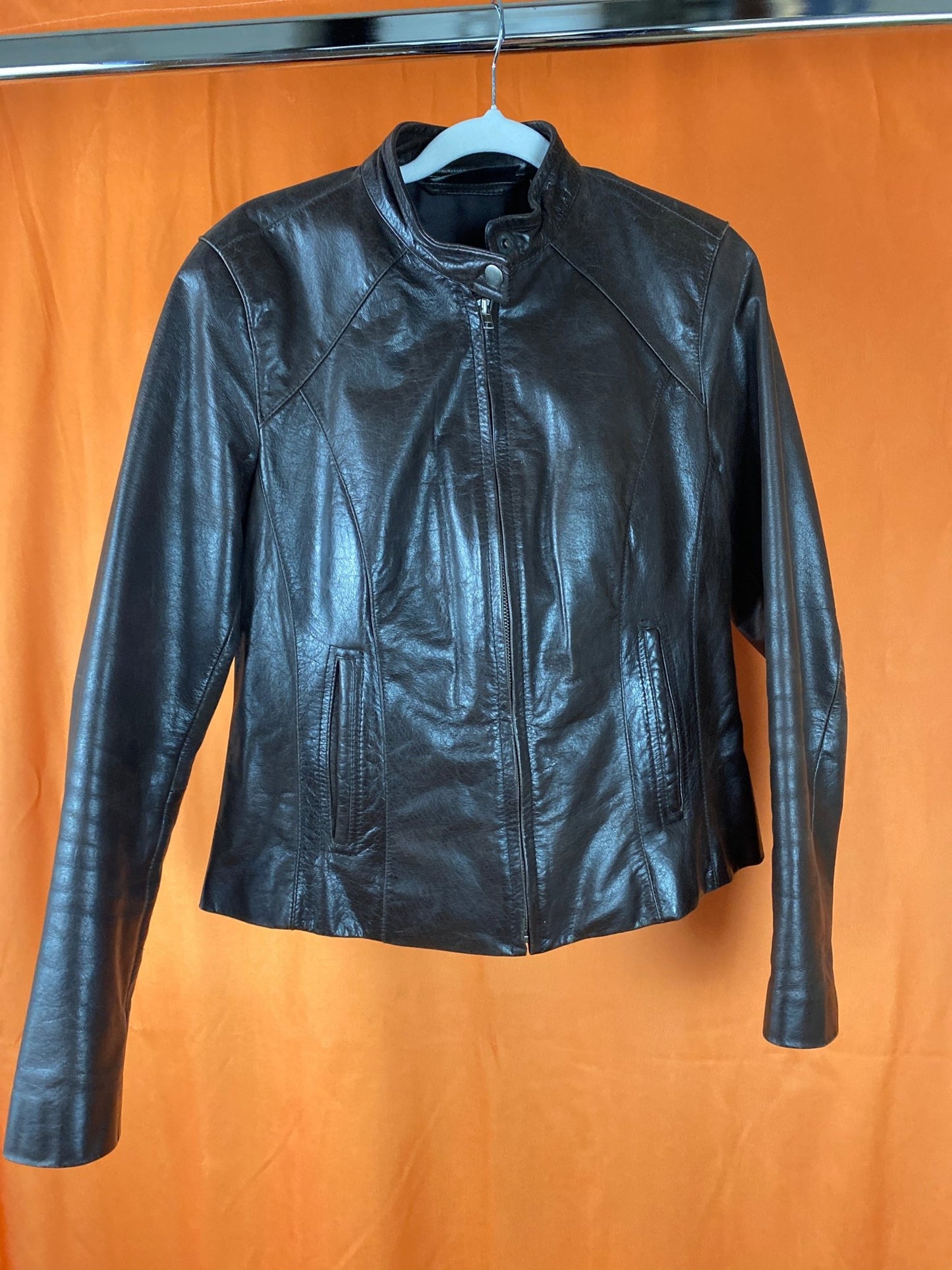 Blouson biker cuir Oakwood marron femme M - Trésor