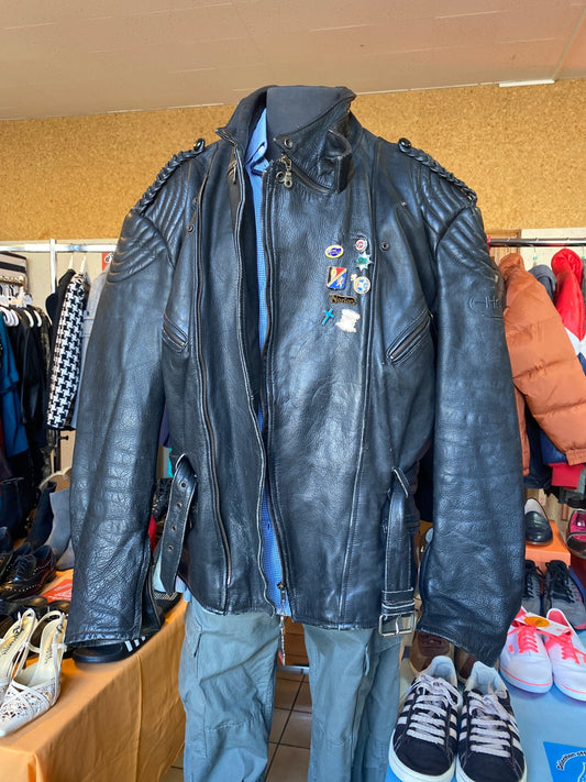 Blouson cuir à Pins vintage homme 56 - L - Trésor