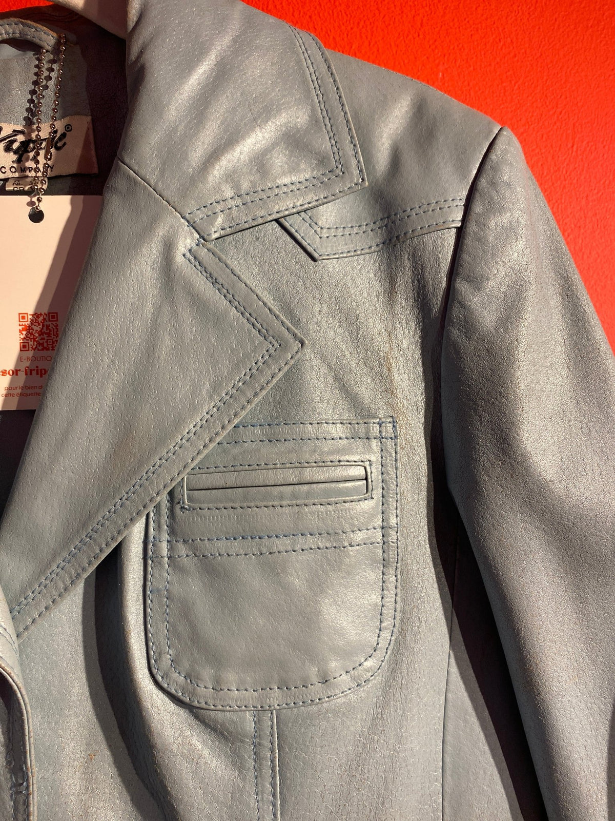 Blouson cuir vintage Yuppie femme M-L - Trésor