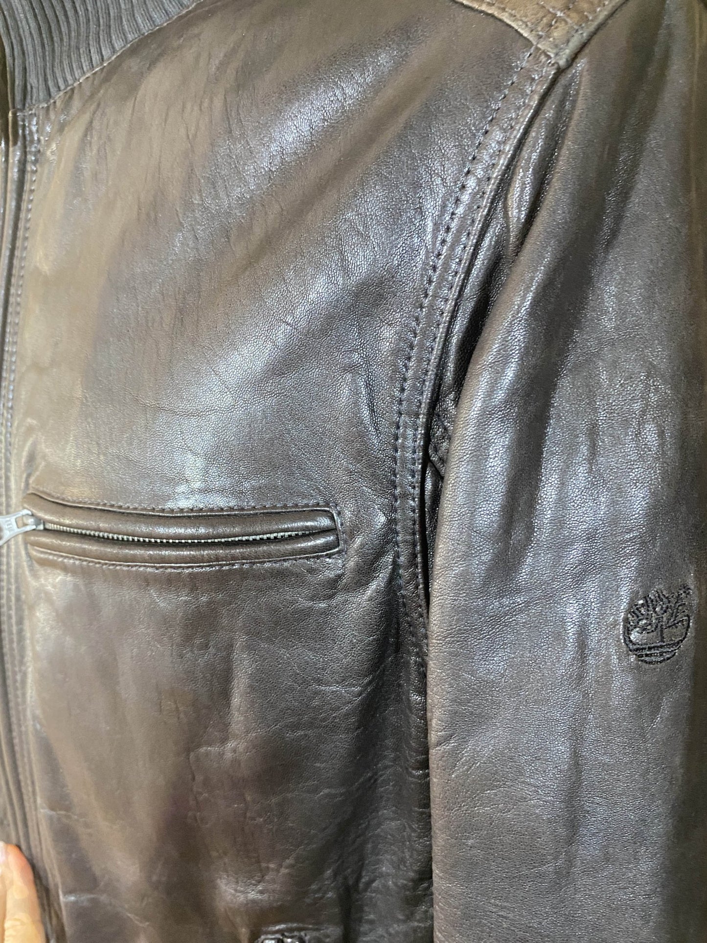 Blouson en cuir Timberland marron Homme L - Trésor - mode circulaire