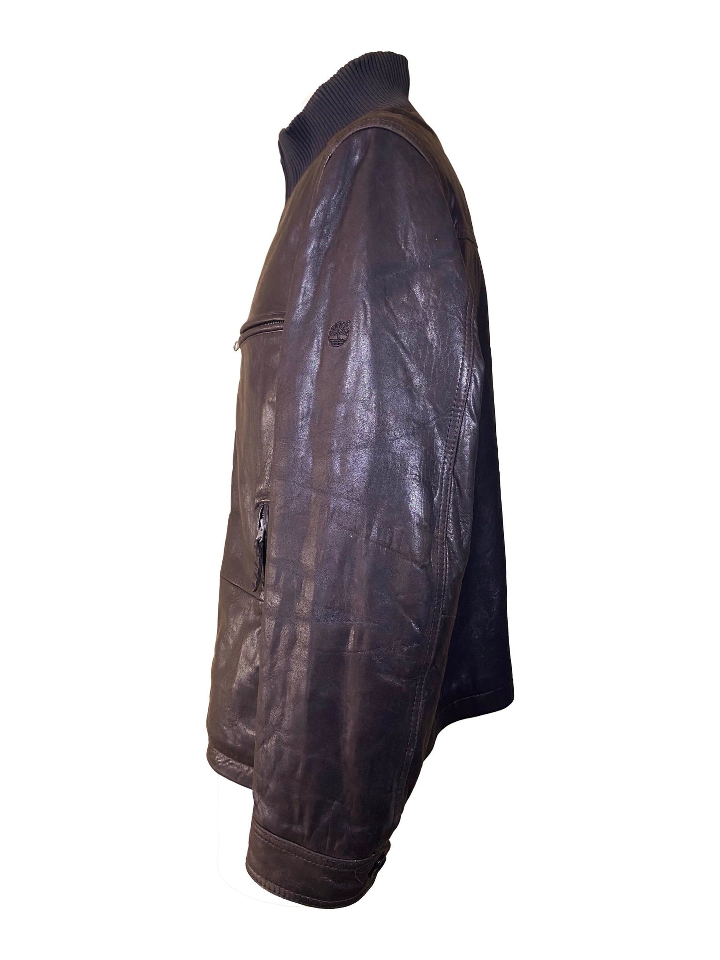 Blouson en cuir Timberland marron Homme L - Trésor - mode circulaire