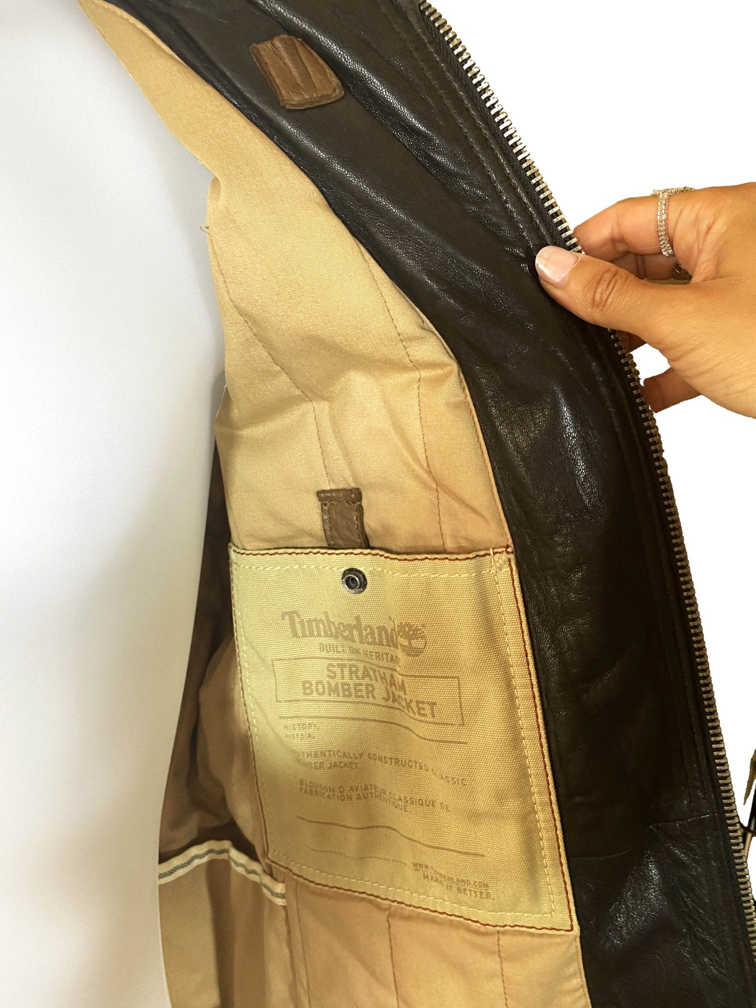 Blouson en cuir Timberland marron Homme L - Trésor - mode circulaire