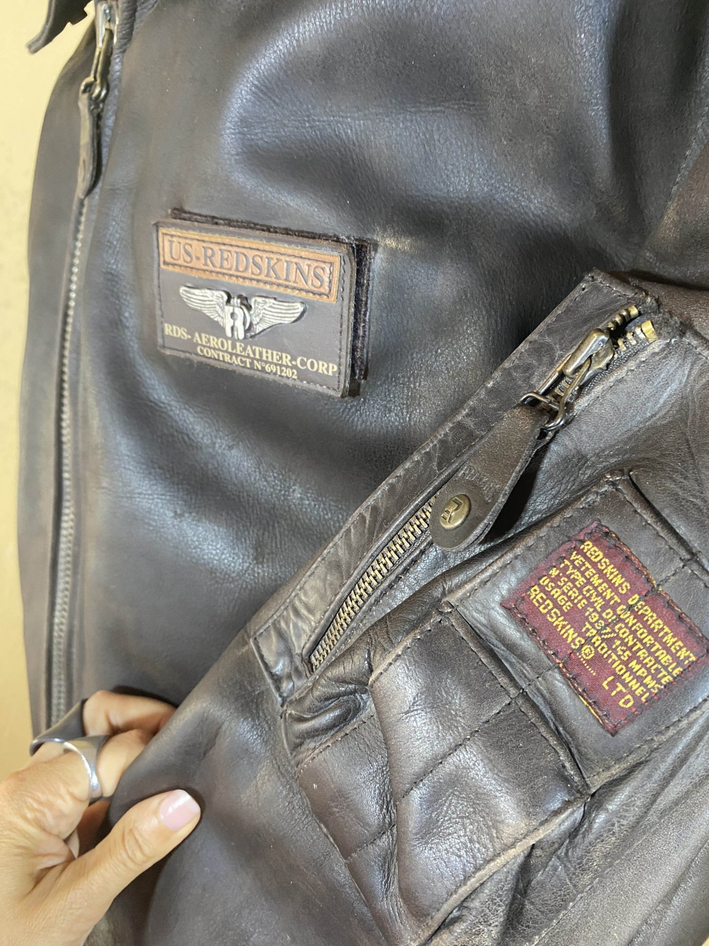 Blouson en cuir vintage Redskins brun Homme XL - Trésor - mode circulaire