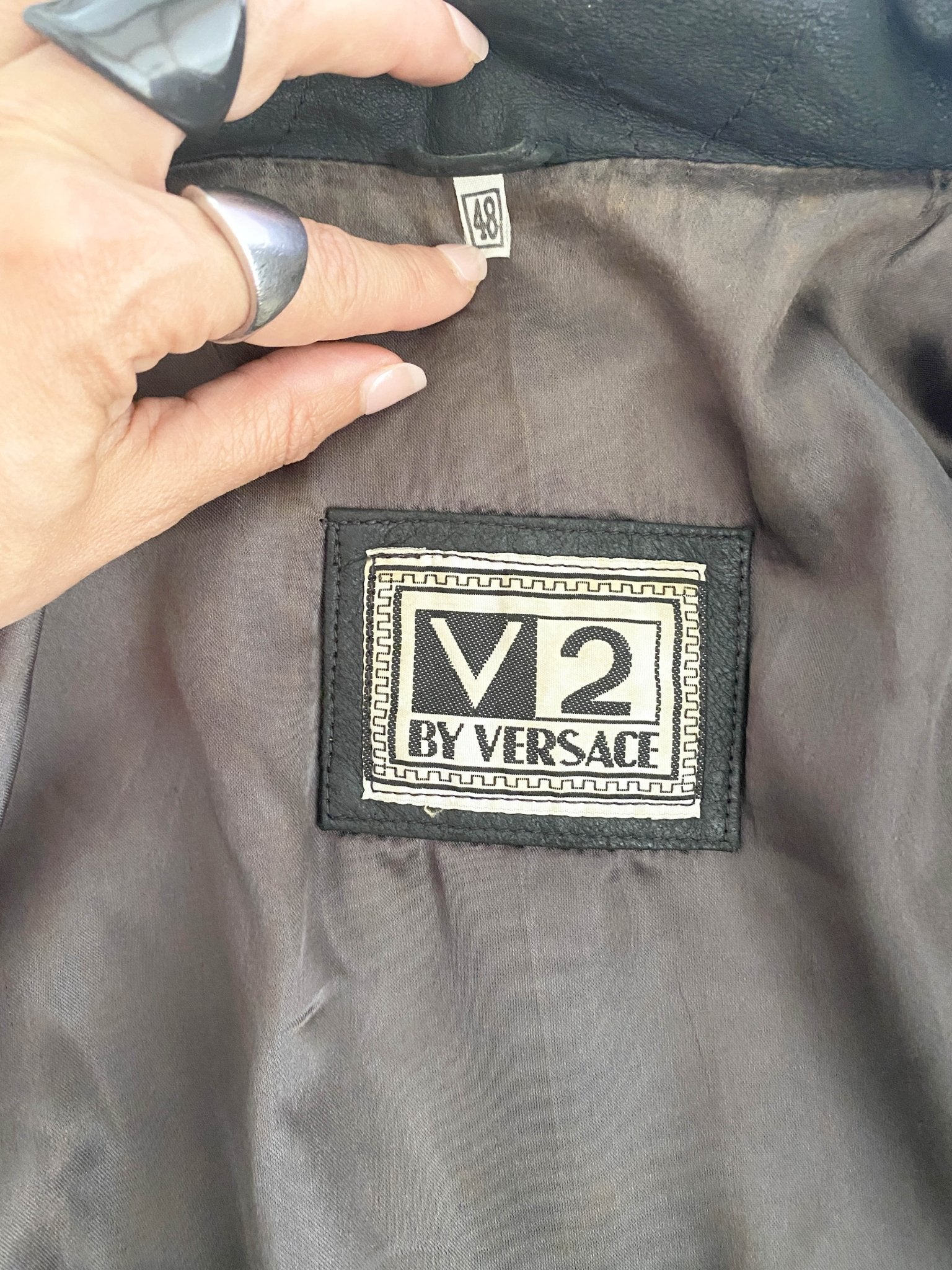 Blouson en cuir vintage Versace brun Homme XL - Trésor - mode circulaire