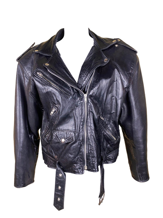 Blouson Perfecto cuir Vintage Mission Impossible Noir Mixte L - Trésor