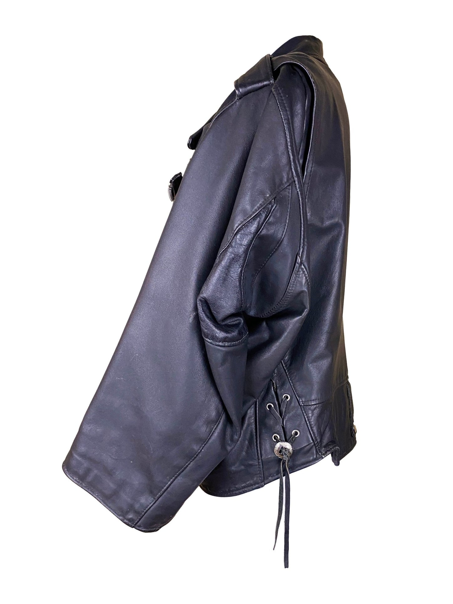 Blouson Perfecto cuir Vintage Noir Mixte L - Trésor
