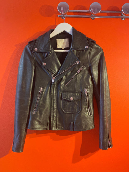 Blouson Perfecto Maje cuir agneau femme S - Trésor