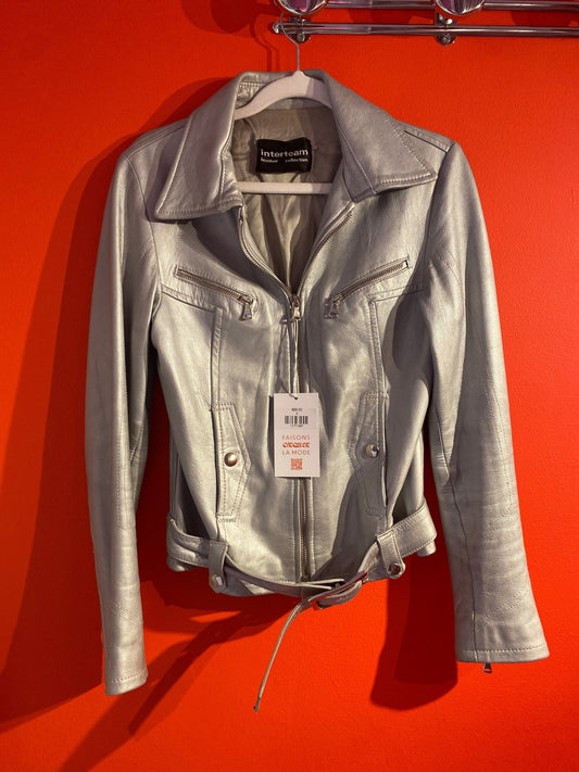 Blouson - veste en cuir "Inter team" argenté femme S - Trésor