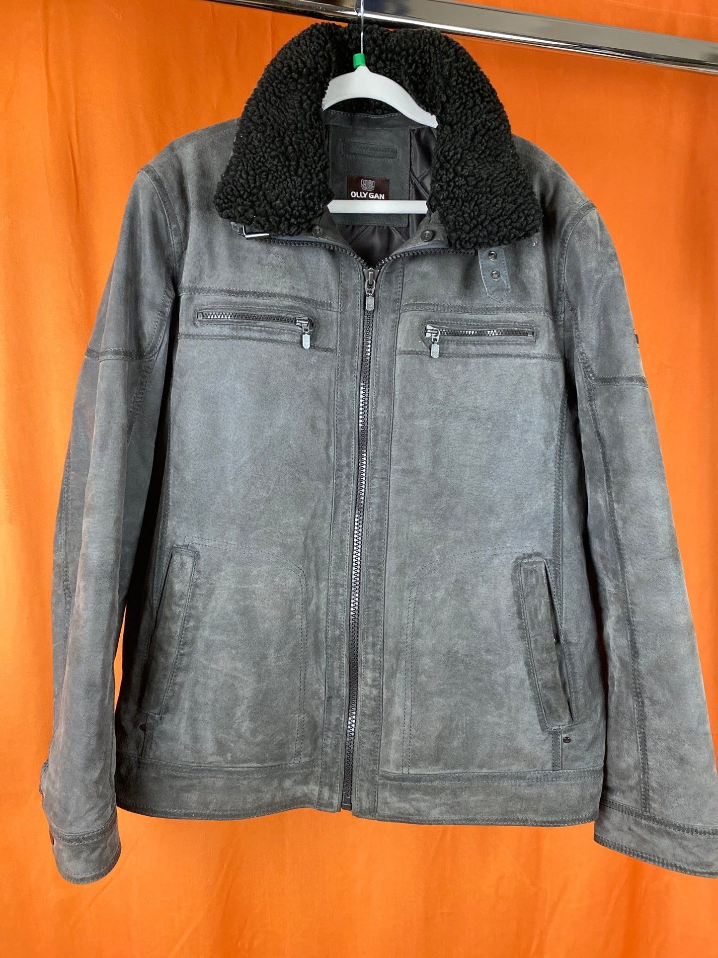 Blouson/veste en cuir gris Ollygan homme L - Trésor