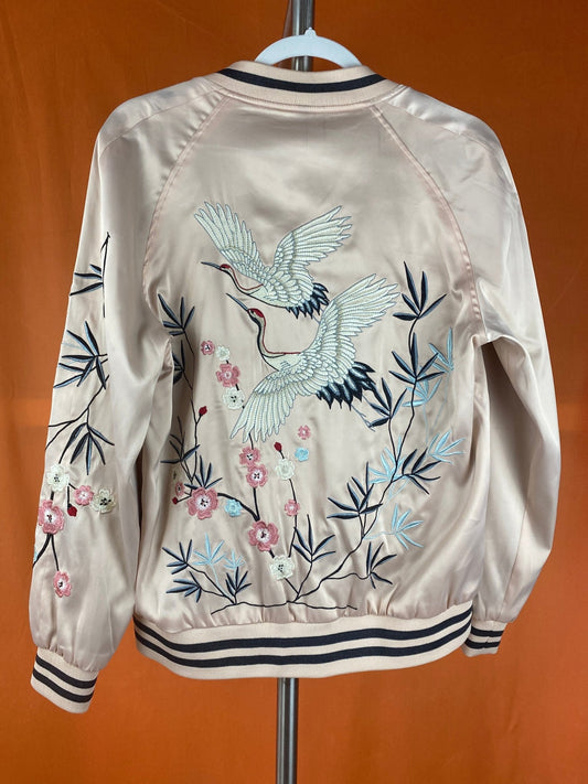 Bomber réversible brodé IKKS rose et vert femme S - Trésor