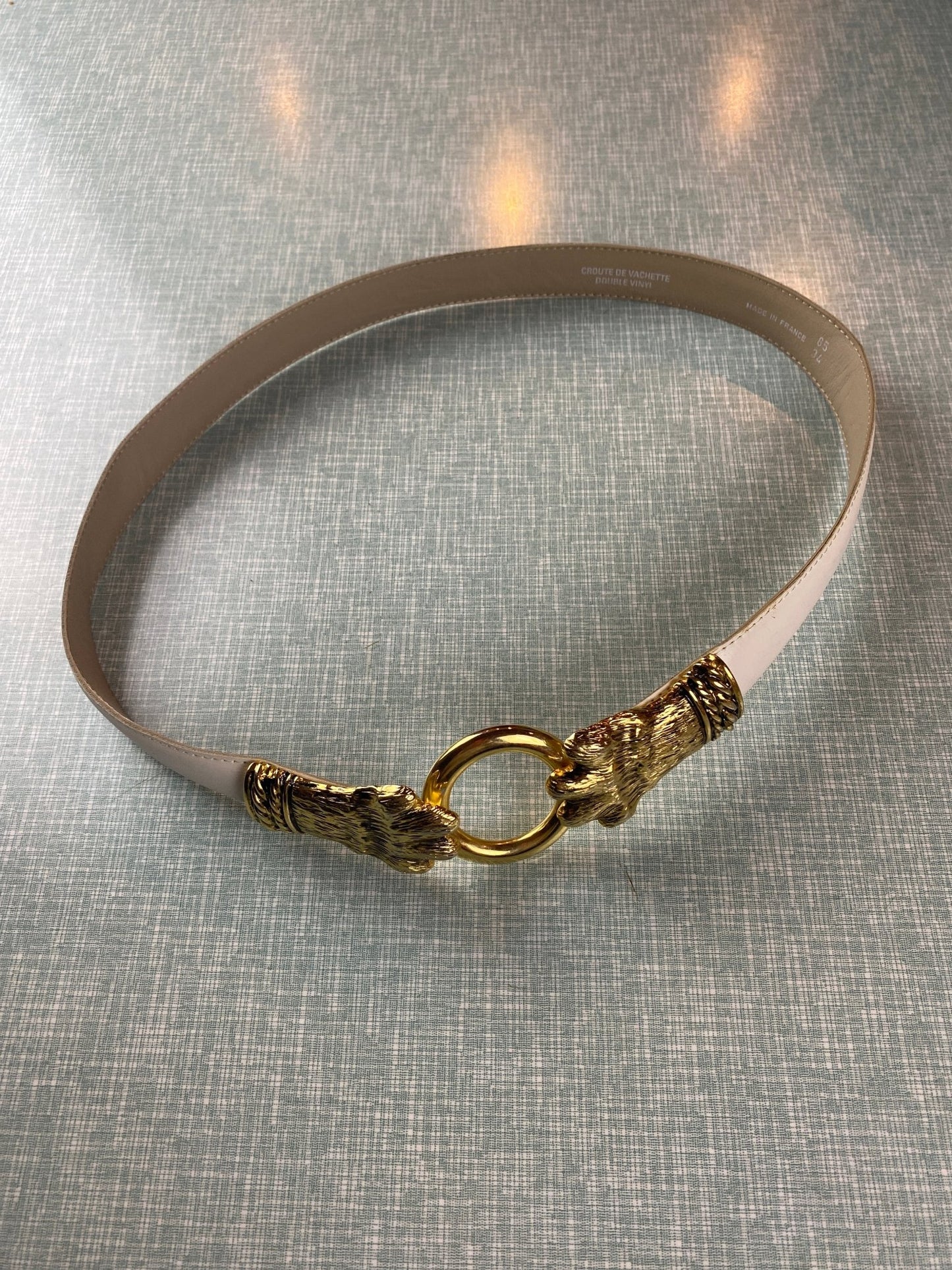 Ceinture cuir blanc boucle dorée XS - Trésor