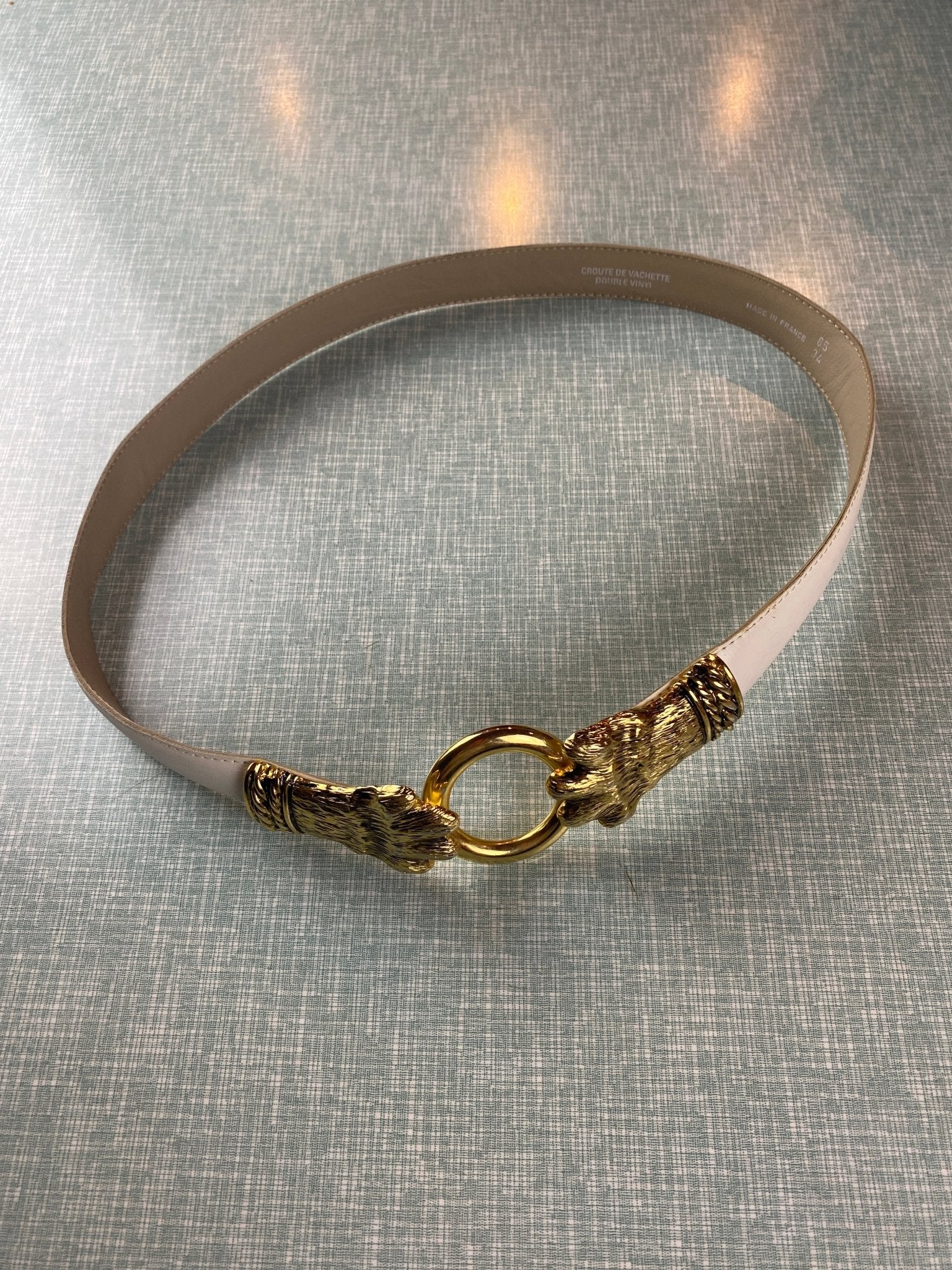 Ceinture cuir blanc boucle dorée XS - Trésor