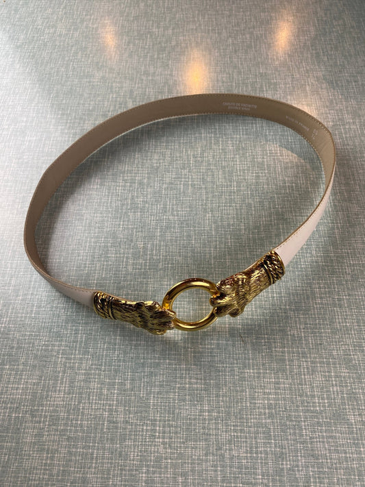 Ceinture cuir blanc boucle dorée XS - Trésor