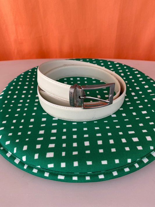 Ceinture cuir blanche Pierre Cardin 95 cm mixte - Trésor