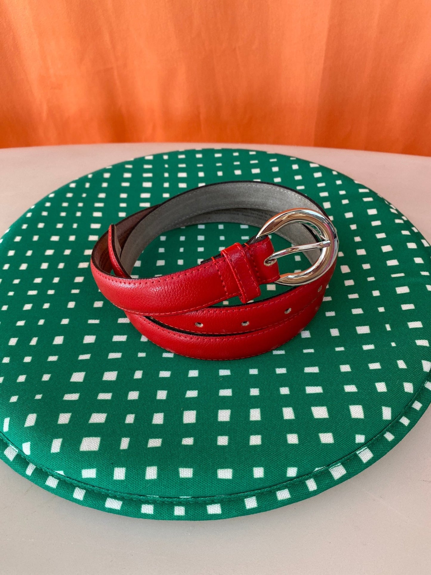 Ceinture vintage cuir rouge 85 cm - Trésor