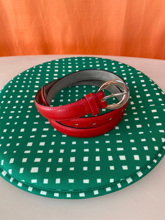 Ceinture vintage cuir rouge 85 cm - Trésor