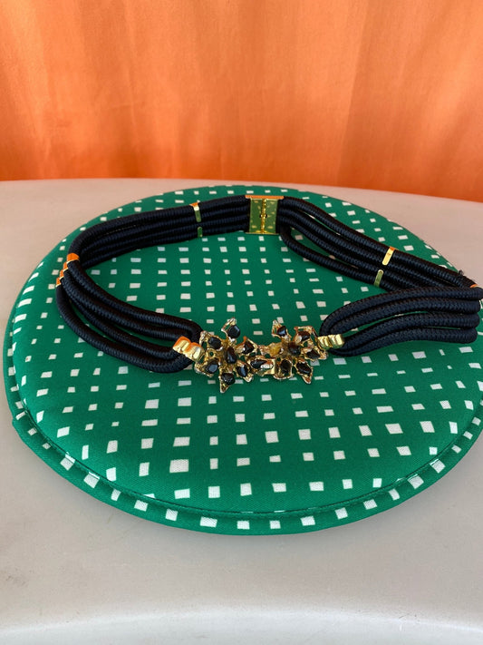 Ceinture vintage élastique noir et or femme M - Trésor