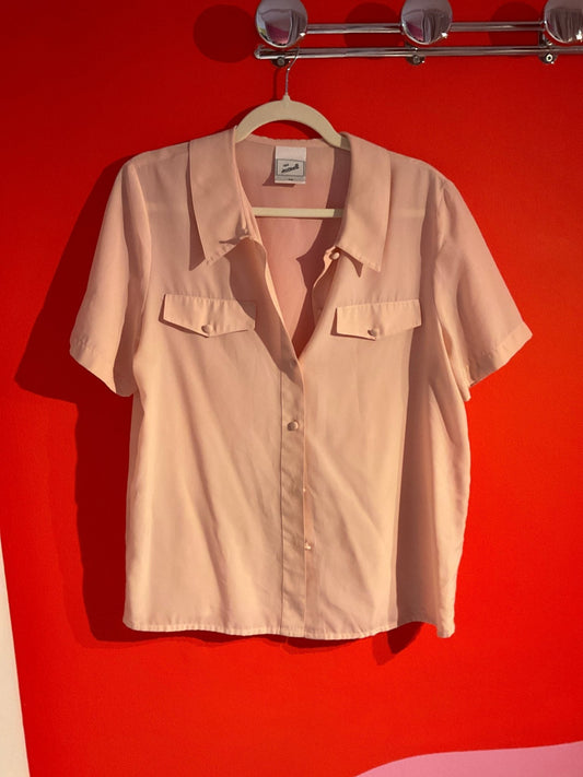 Chemise à manches courtes rose vintage femme XL - Trésor