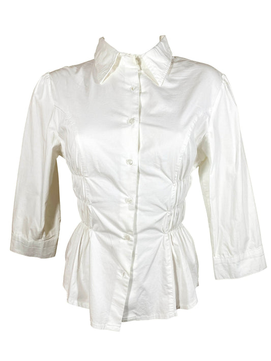 Chemise à smocks upcyclée Blanche Femme S - Trésor