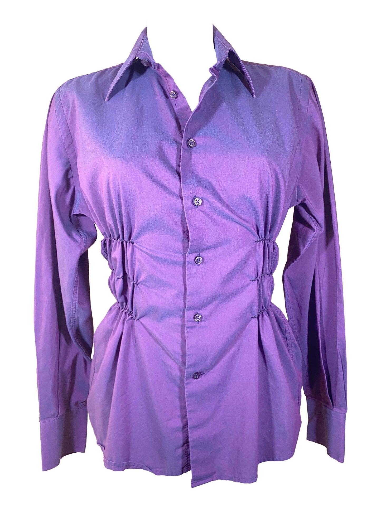 Chemise à smocks upcyclée Cerrer Violet Femme L - Trésor - mode circulaire