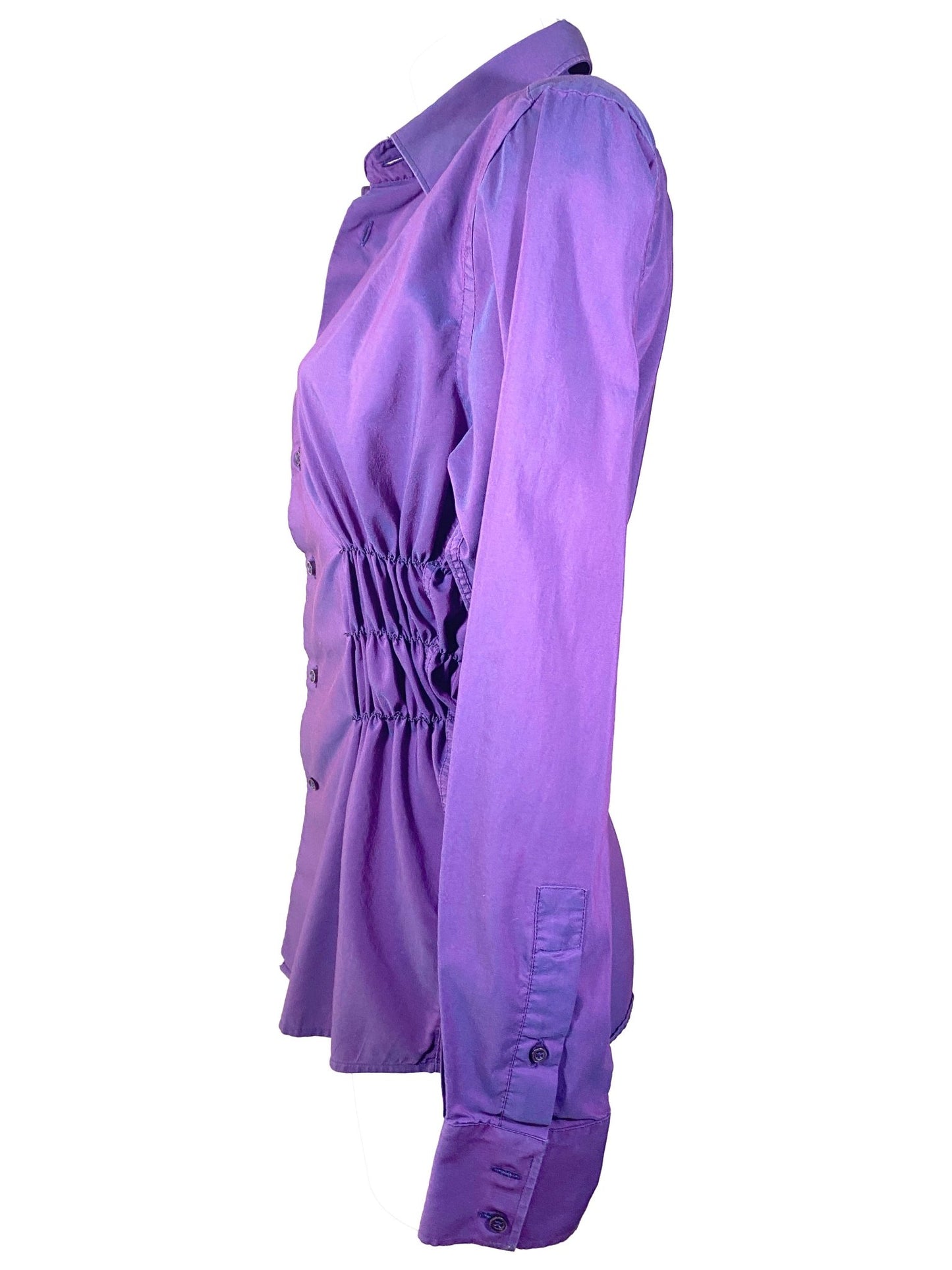 Chemise à smocks upcyclée Cerrer Violet Femme L - Trésor - mode circulaire